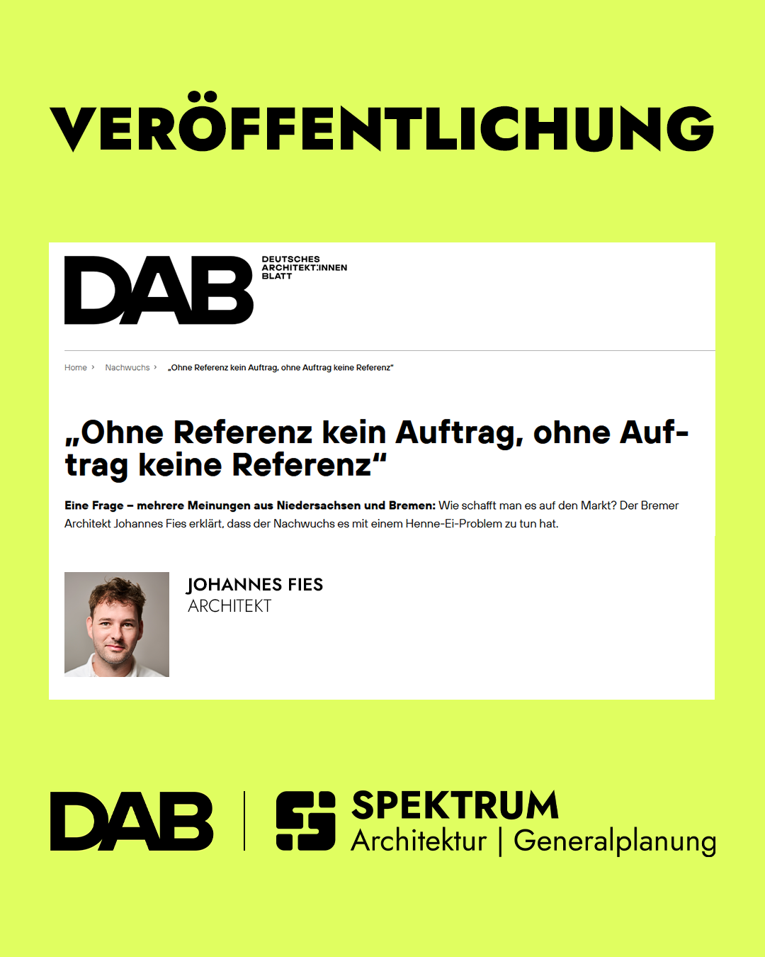 SPEKTRUM im Deutschen Architekt:innenblatt